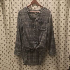 High Low button down Tunic Blouse